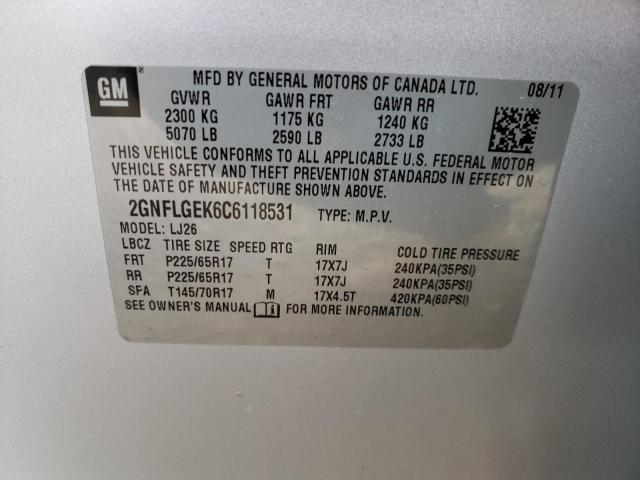 Photo 9 VIN: 2GNFLGEK6C6118531 - CHEVROLET EQUINOX LT 