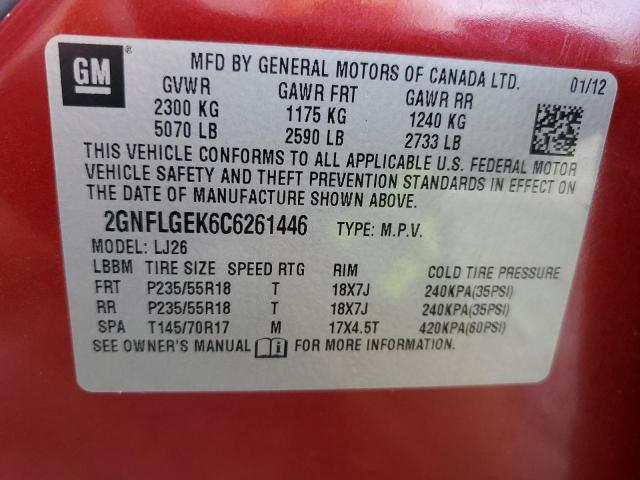 Photo 12 VIN: 2GNFLGEK6C6261446 - CHEVROLET EQUINOX 