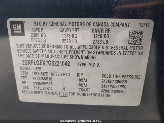 Photo 8 VIN: 2GNFLGEK7G6221642 - CHEVROLET EQUINOX 