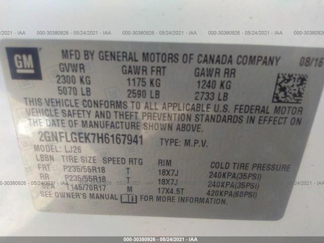 Photo 8 VIN: 2GNFLGEK7H6167941 - CHEVROLET EQUINOX 