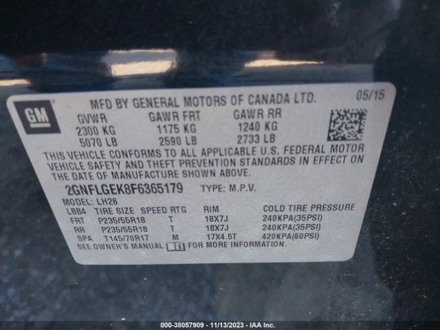 Photo 8 VIN: 2GNFLGEK8F6365179 - CHEVROLET EQUINOX 