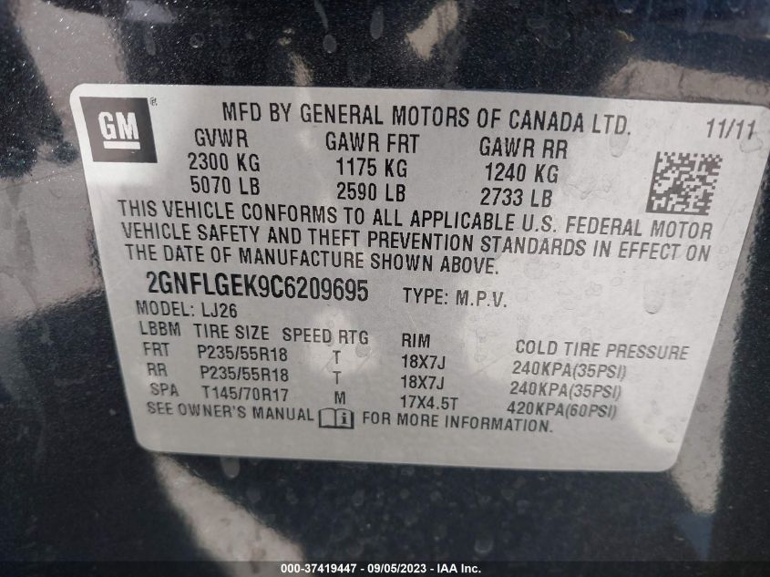 Photo 8 VIN: 2GNFLGEK9C6209695 - CHEVROLET EQUINOX 