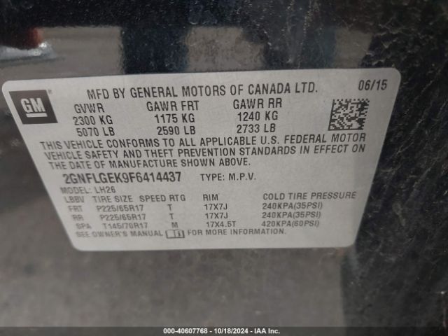 Photo 8 VIN: 2GNFLGEK9F6414437 - CHEVROLET EQUINOX 