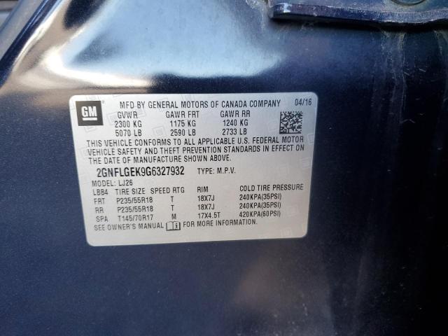 Photo 9 VIN: 2GNFLGEK9G6327932 - CHEVROLET EQUINOX LT 