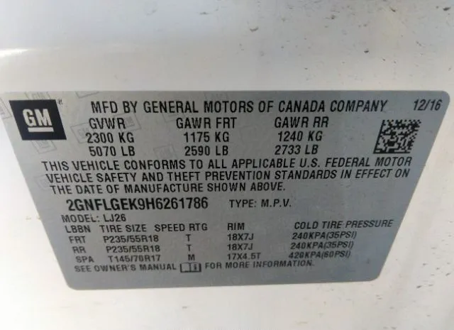 Photo 8 VIN: 2GNFLGEK9H6261786 - CHEVROLET EQUINOX 