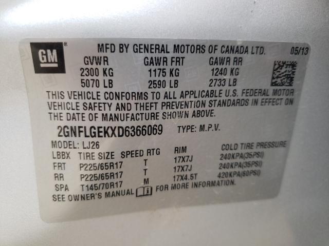 Photo 9 VIN: 2GNFLGEKXD6366069 - CHEVROLET EQUINOX LT 