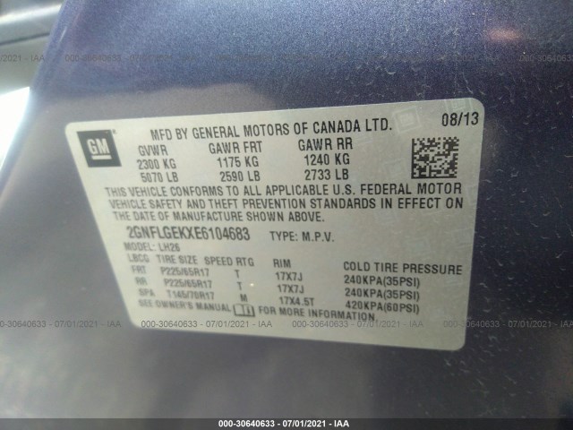 Photo 8 VIN: 2GNFLGEKXE6104683 - CHEVROLET EQUINOX 