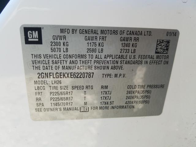 Photo 9 VIN: 2GNFLGEKXE6220787 - CHEVROLET EQUINOX LT 