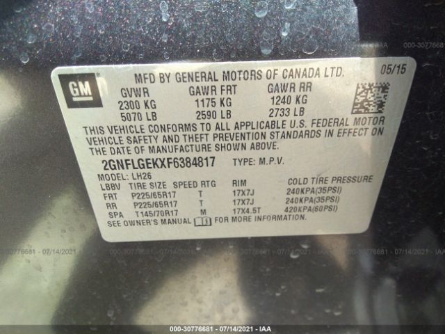 Photo 8 VIN: 2GNFLGEKXF6384817 - CHEVROLET EQUINOX 