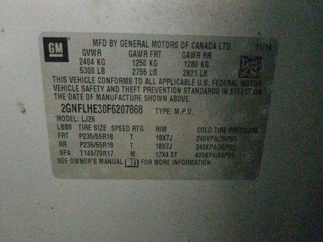 Photo 9 VIN: 2GNFLHE30F6207868 - CHEVROLET EQUINOX LT 