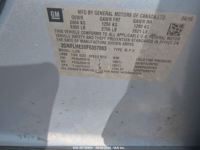 Photo 8 VIN: 2GNFLHE30F6357883 - CHEVROLET EQUINOX 