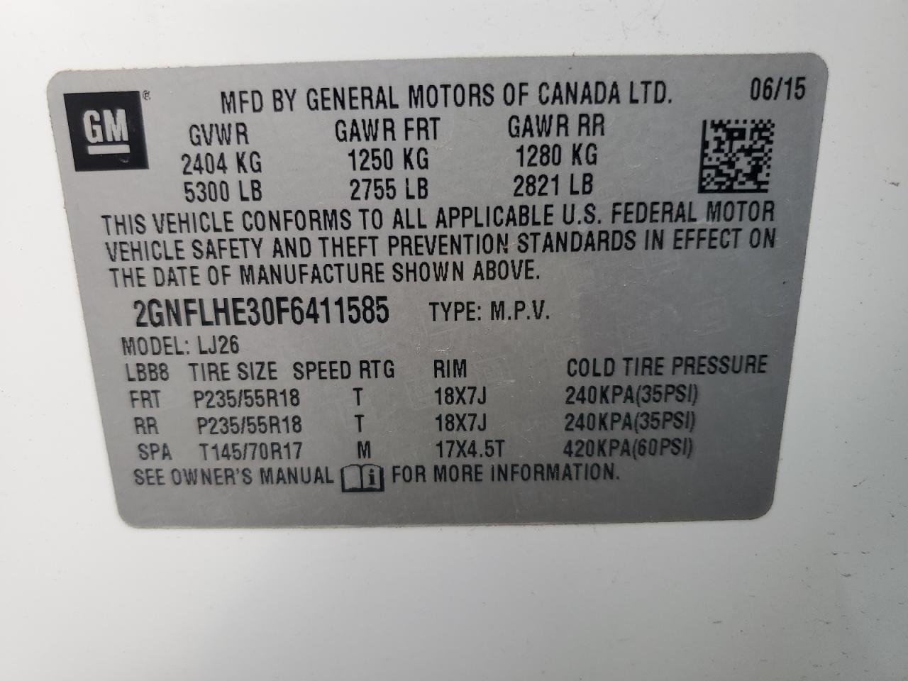 Photo 12 VIN: 2GNFLHE30F6411585 - CHEVROLET EQUINOX 