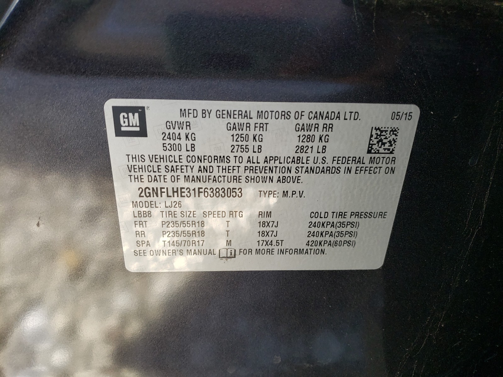 Photo 9 VIN: 2GNFLHE31F6383053 - CHEVROLET EQUINOX LT 