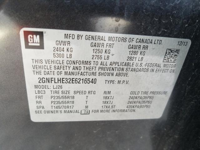 Photo 9 VIN: 2GNFLHE32E6216540 - CHEVROLET EQUINOX LT 