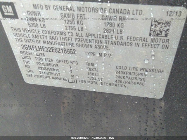 Photo 8 VIN: 2GNFLHE32E6218952 - CHEVROLET EQUINOX 