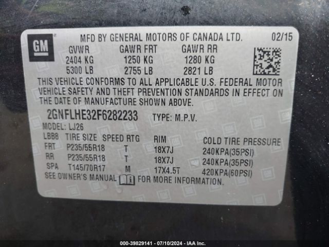 Photo 8 VIN: 2GNFLHE32F6282233 - CHEVROLET EQUINOX 