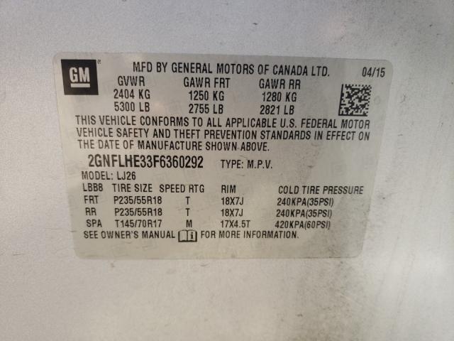 Photo 9 VIN: 2GNFLHE33F6360292 - CHEVROLET EQUINOX LT 