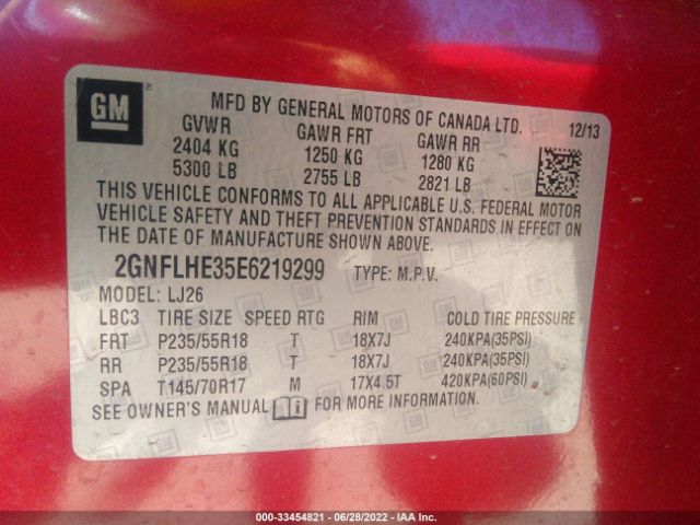 Photo 8 VIN: 2GNFLHE35E6219299 - CHEVROLET EQUINOX 