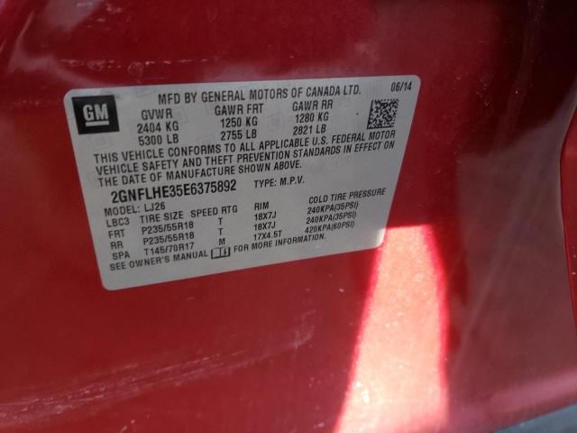 Photo 9 VIN: 2GNFLHE35E6375892 - CHEVROLET EQUINOX LT 