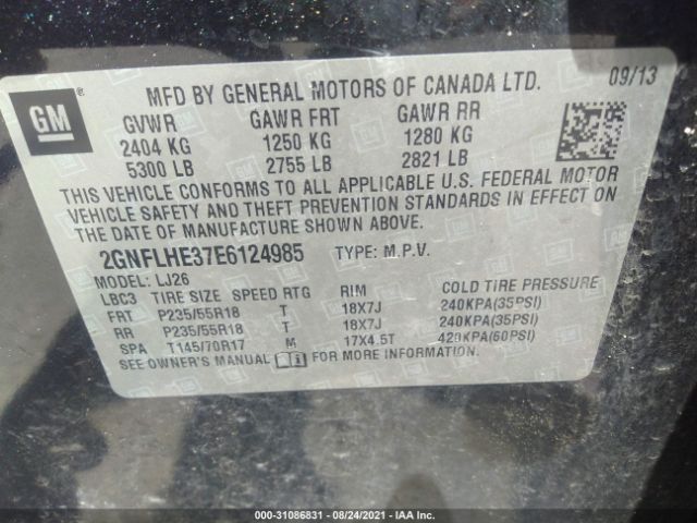 Photo 8 VIN: 2GNFLHE37E6124985 - CHEVROLET EQUINOX 