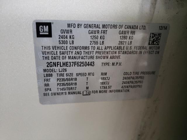 Photo 9 VIN: 2GNFLHE37F6250443 - CHEVROLET EQUINOX LT 