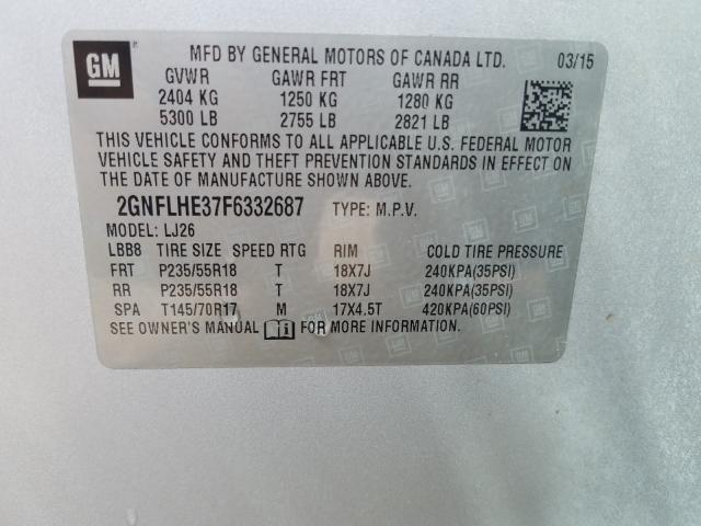 Photo 9 VIN: 2GNFLHE37F6332687 - CHEVROLET EQUINOX LT 