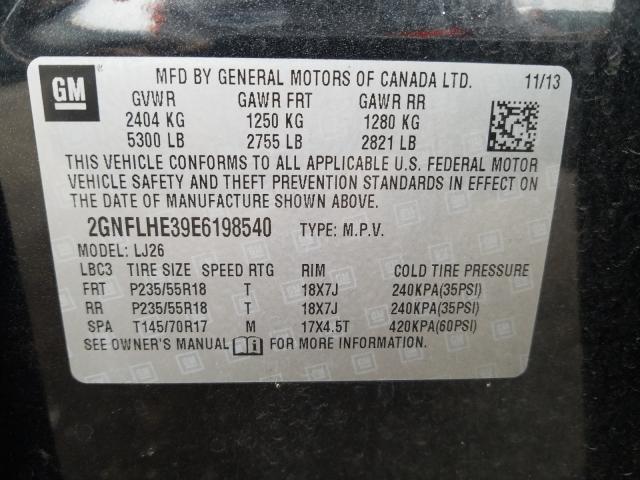 Photo 9 VIN: 2GNFLHE39E6198540 - CHEVROLET EQUINOX LT 