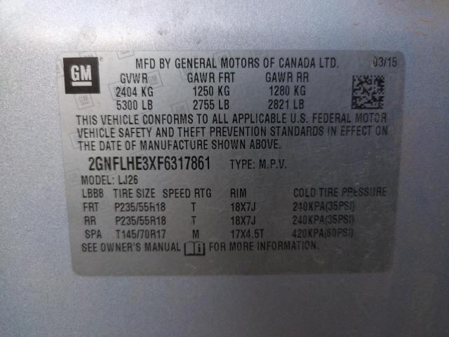 Photo 9 VIN: 2GNFLHE3XF6317861 - CHEVROLET EQUINOX LT 