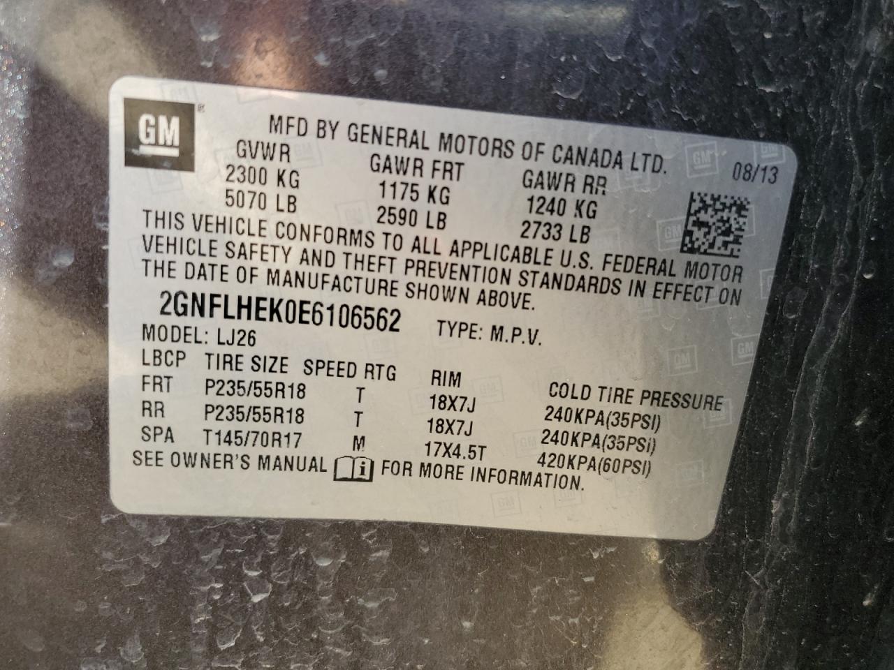 Photo 13 VIN: 2GNFLHEK0E6106562 - CHEVROLET EQUINOX 