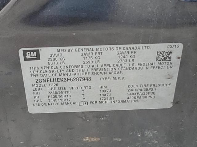 Photo 11 VIN: 2GNFLHEK3F6287948 - CHEVROLET EQUINOX 