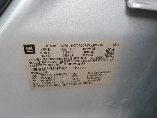 Photo 11 VIN: 2GNFLHEK6F6171403 - CHEVROLET EQUINOX LT 