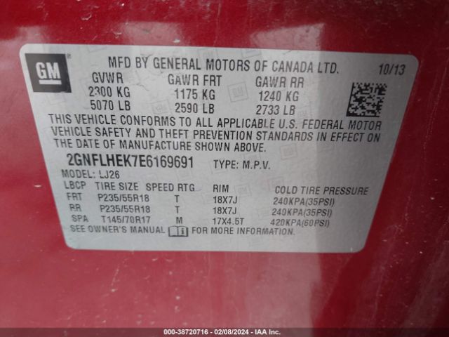 Photo 8 VIN: 2GNFLHEK7E6169691 - CHEVROLET EQUINOX 