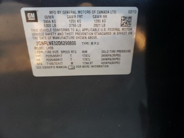 Photo 9 VIN: 2GNFLNE32D6290800 - CHEVROLET EQUINOX LT 