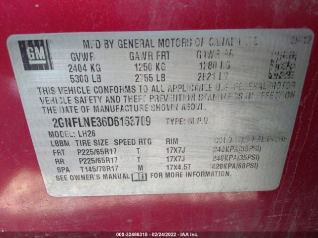 Photo 8 VIN: 2GNFLNE36D6163709 - CHEVROLET EQUINOX 