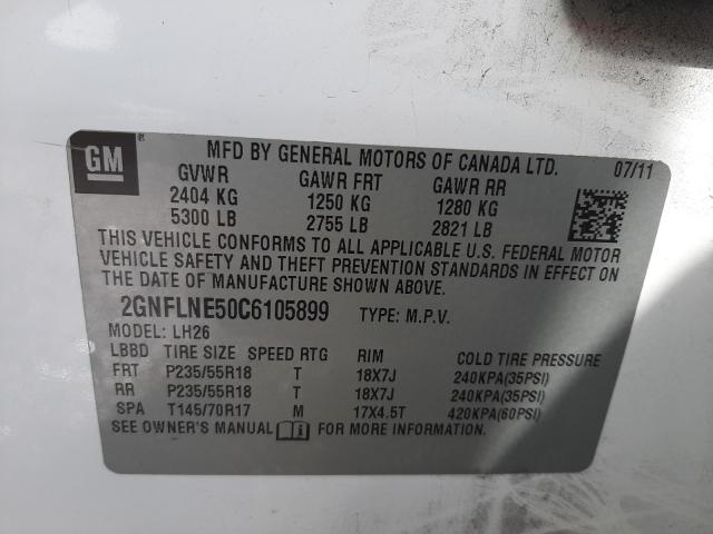 Photo 9 VIN: 2GNFLNE50C6105899 - CHEVROLET EQUINOX LT 