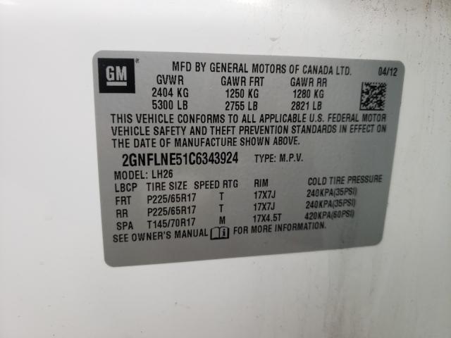 Photo 9 VIN: 2GNFLNE51C6343924 - CHEVROLET EQUINOX LT 