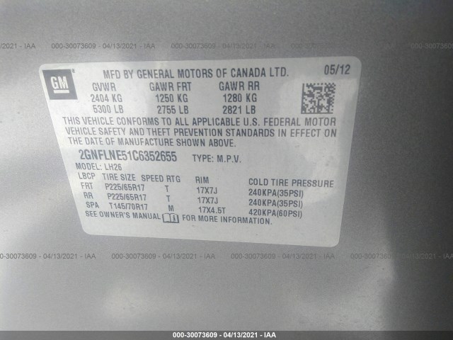 Photo 8 VIN: 2GNFLNE51C6352655 - CHEVROLET EQUINOX 