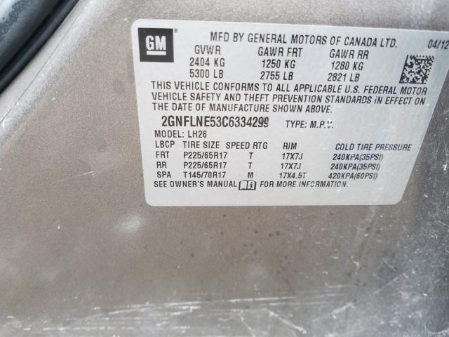 Photo 9 VIN: 2GNFLNE53C6334299 - CHEVROLET EQUINOX LT 