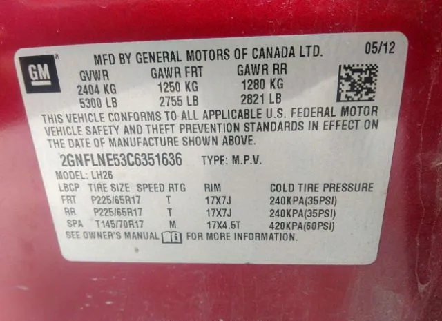 Photo 8 VIN: 2GNFLNE53C6351636 - CHEVROLET EQUINOX 