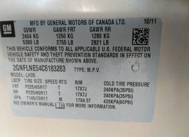 Photo 8 VIN: 2GNFLNE54C6183263 - CHEVROLET EQUINOX 