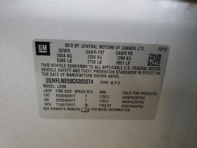 Photo 9 VIN: 2GNFLNE58C6283074 - CHEVROLET EQUINOX LT 