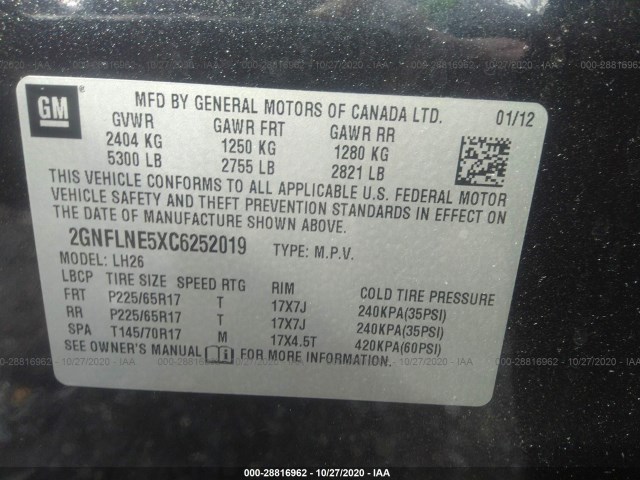 Photo 8 VIN: 2GNFLNE5XC6252019 - CHEVROLET EQUINOX 