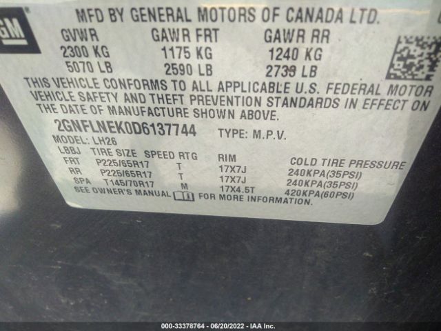 Photo 8 VIN: 2GNFLNEK0D6137744 - CHEVROLET EQUINOX 