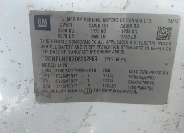 Photo 8 VIN: 2GNFLNEK2D6332969 - CHEVROLET EQUINOX 