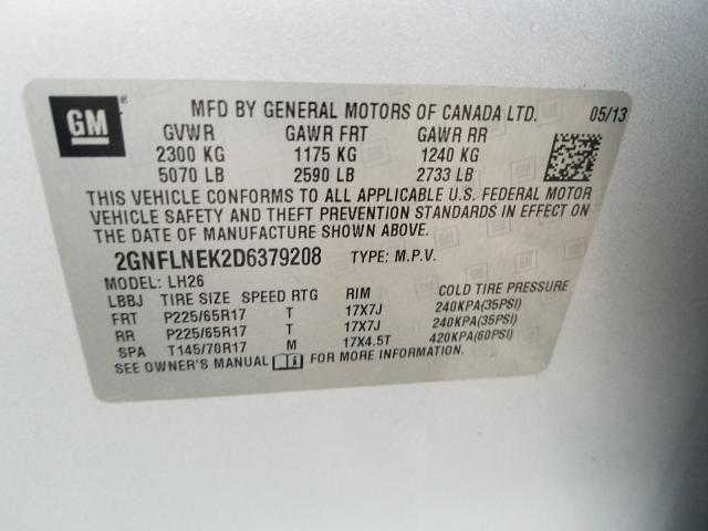 Photo 9 VIN: 2GNFLNEK2D6379208 - CHEVROLET EQUINOX LT 