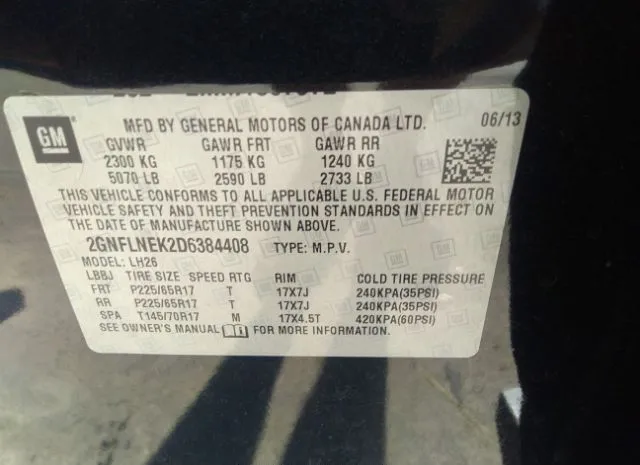 Photo 8 VIN: 2GNFLNEK2D6384408 - CHEVROLET EQUINOX 