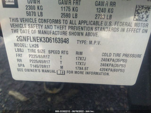 Photo 8 VIN: 2GNFLNEK3D6163948 - CHEVROLET EQUINOX 