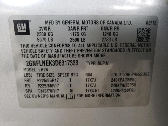 Photo 9 VIN: 2GNFLNEK3D6317333 - CHEVROLET EQUINOX LT 