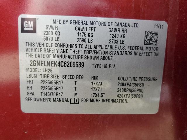 Photo 12 VIN: 2GNFLNEK4C6209639 - CHEVROLET EQUINOX LT 