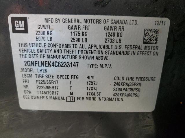 Photo 12 VIN: 2GNFLNEK4C6233147 - CHEVROLET EQUINOX LT 